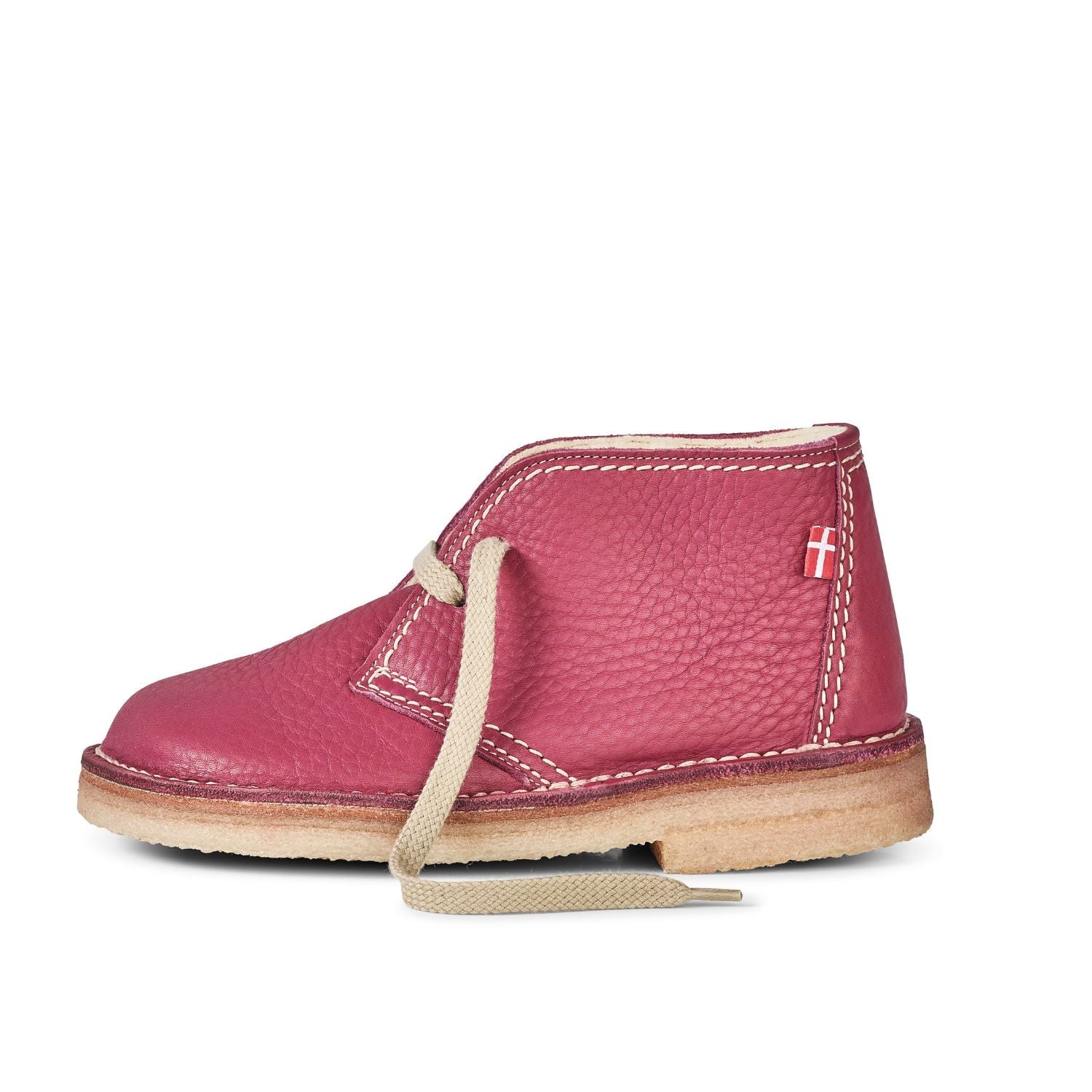 Duckfeet Grenå Pink wool-lined leather ankle boot, outer side view on white background