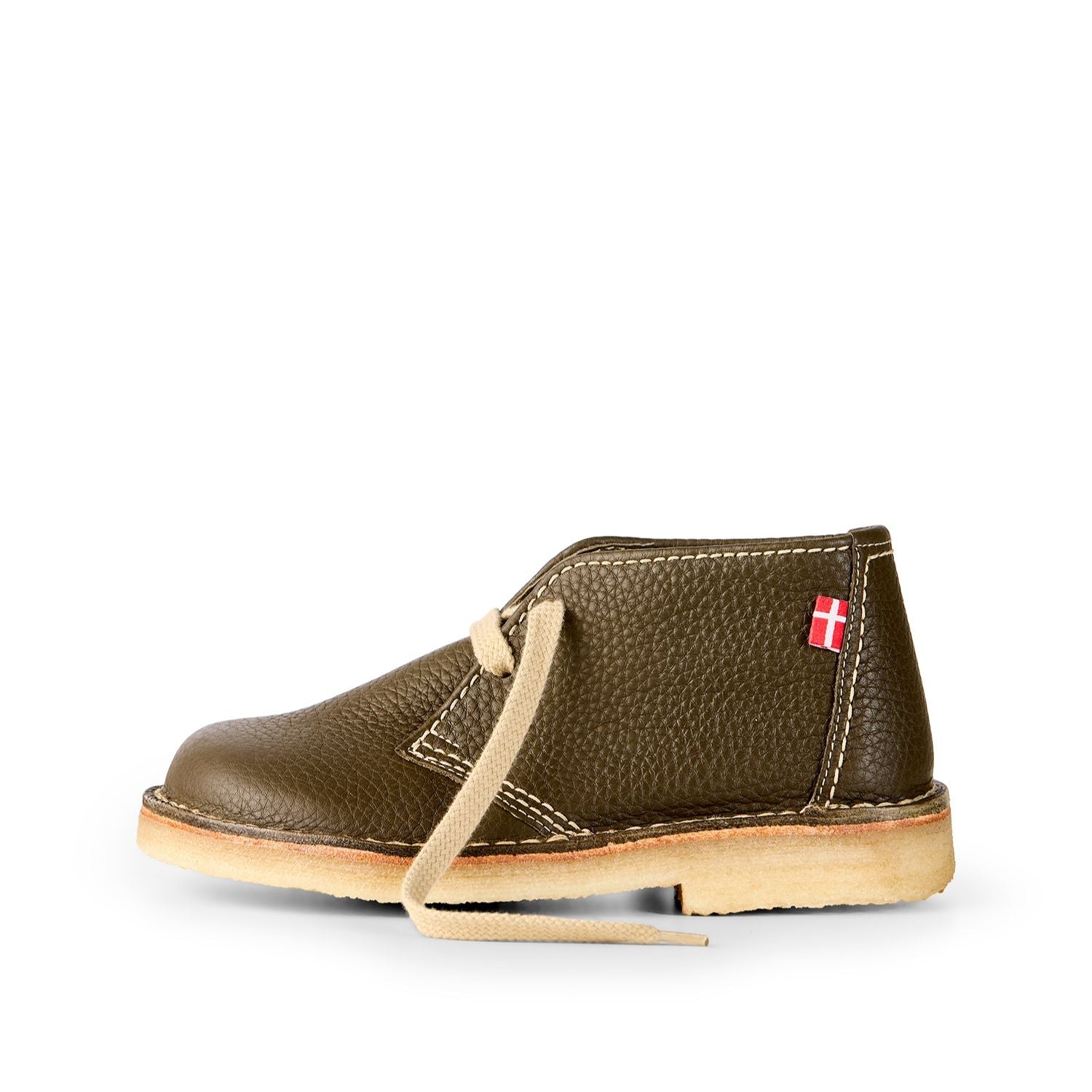 Duckfeet Helsingør Olive leather ankle boot, outer side view on white background
