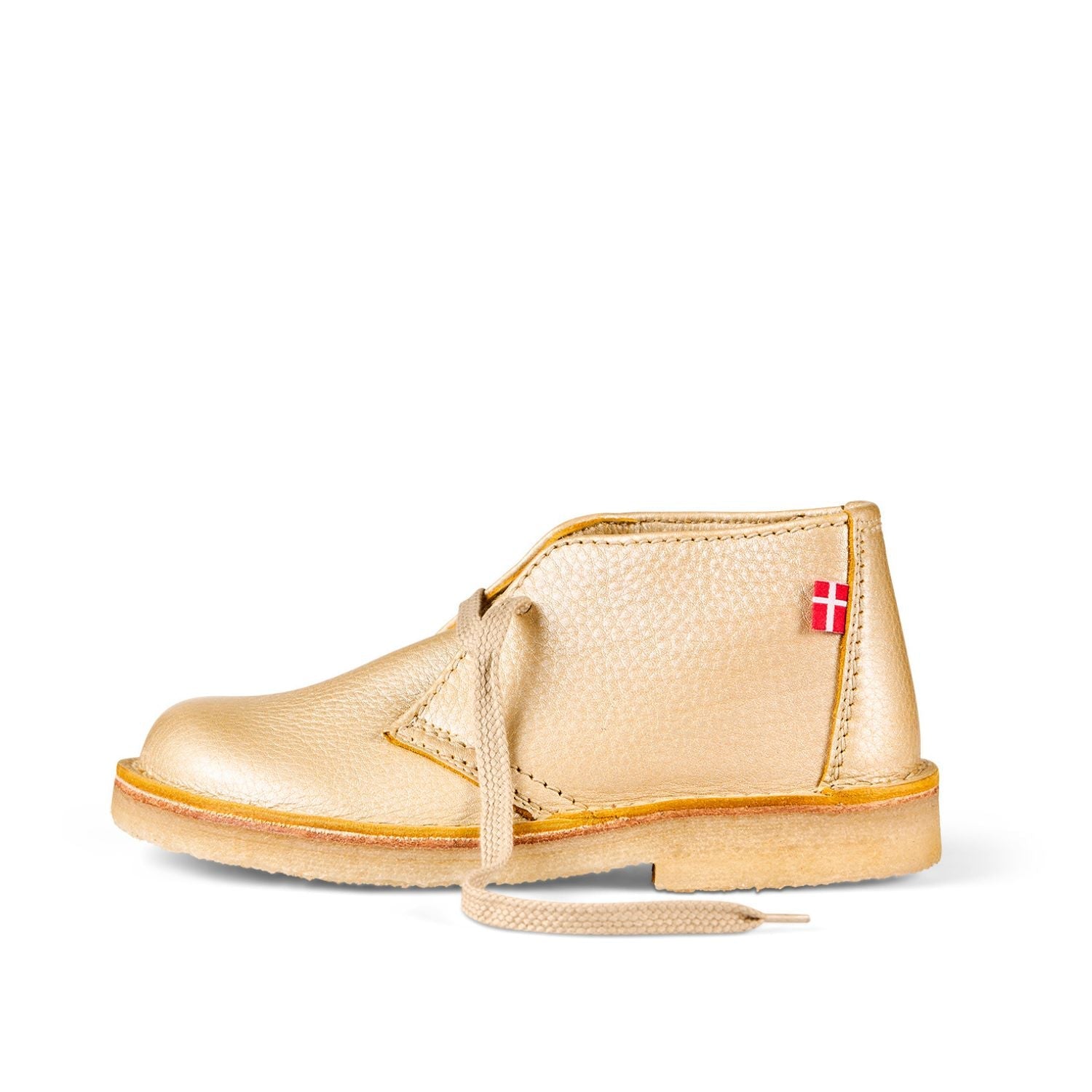 Duckfeet Helsingør Gold leather ankle boot, outer side view on white background