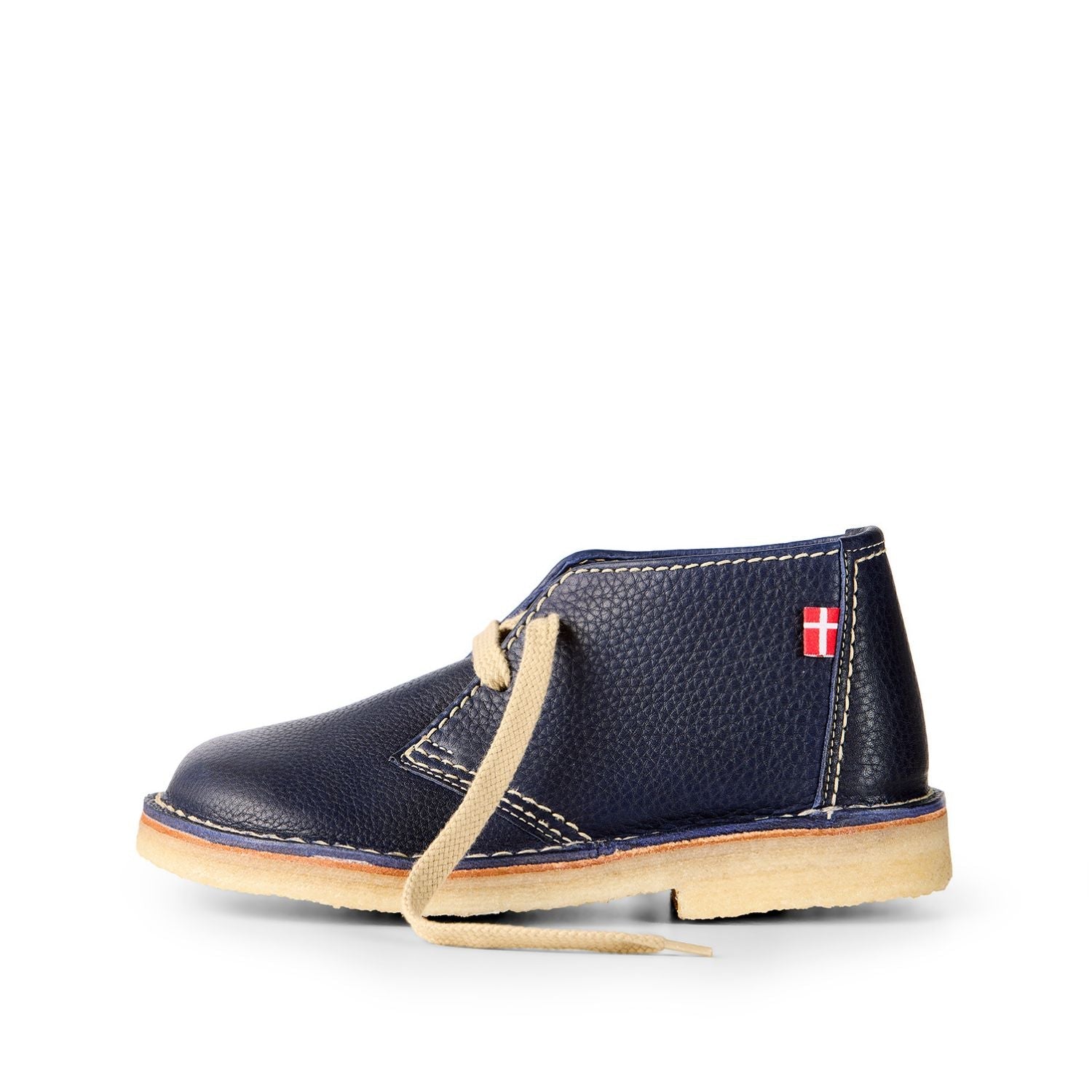 Duckfeet Helsingør Royal Blue leather ankle boot, outer side view on white background