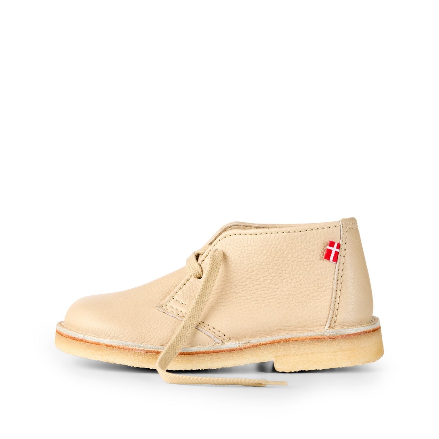 Duckfeet Helsingør Cream leather ankle boot, outer side view on white background