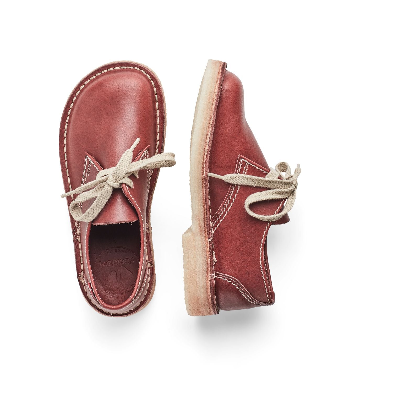 Duckfeet Jylland Bordo leather derby shoe, top and inner side view on white background