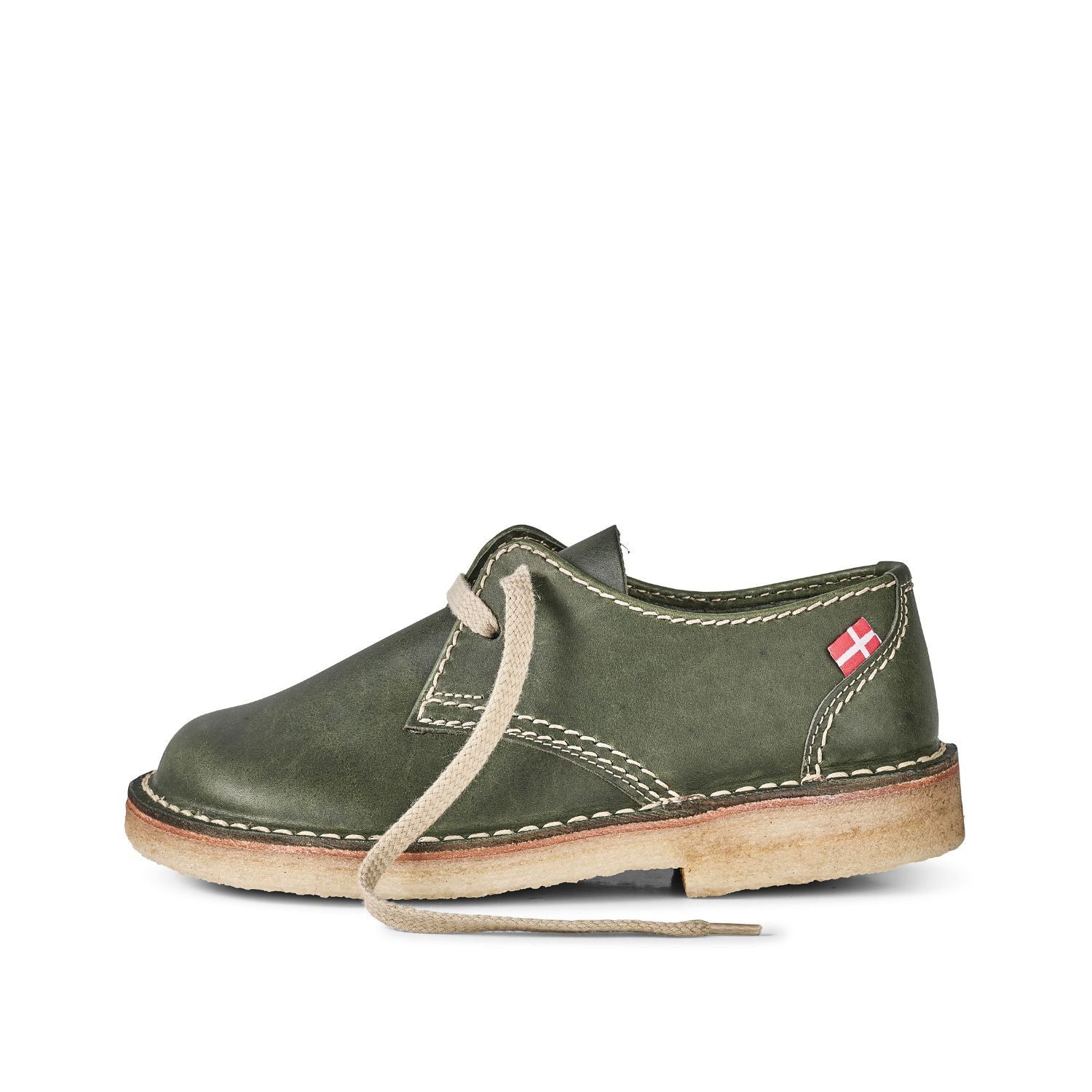 Duckfeet Jylland Forest leather derby shoe, outer side view on white background
