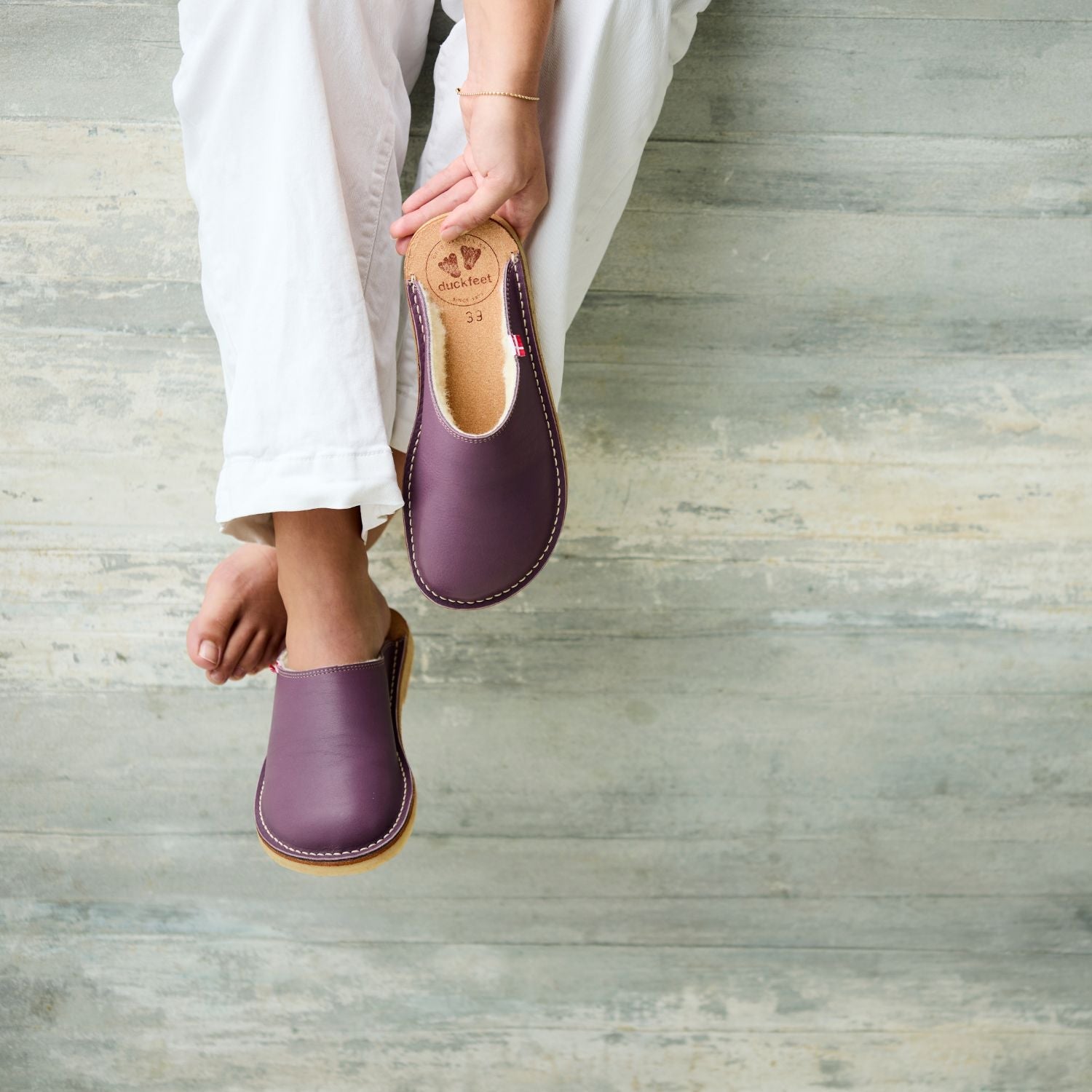 Duckfeet Klitmøller Purple wool-lined leather slipper, additional product image 1