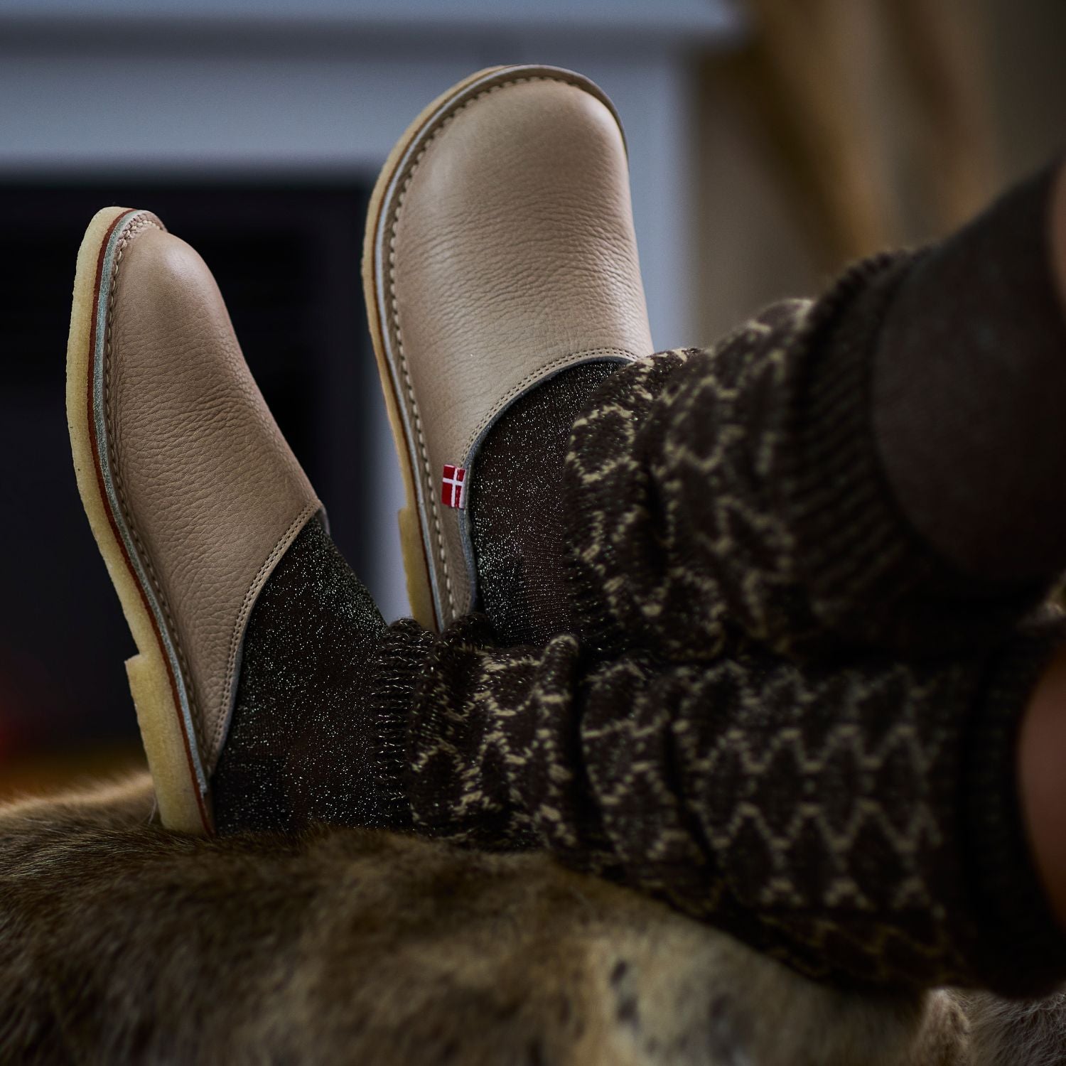 Duckfeet Klitmøller Cream wool-lined leather slipper, additional product image 1