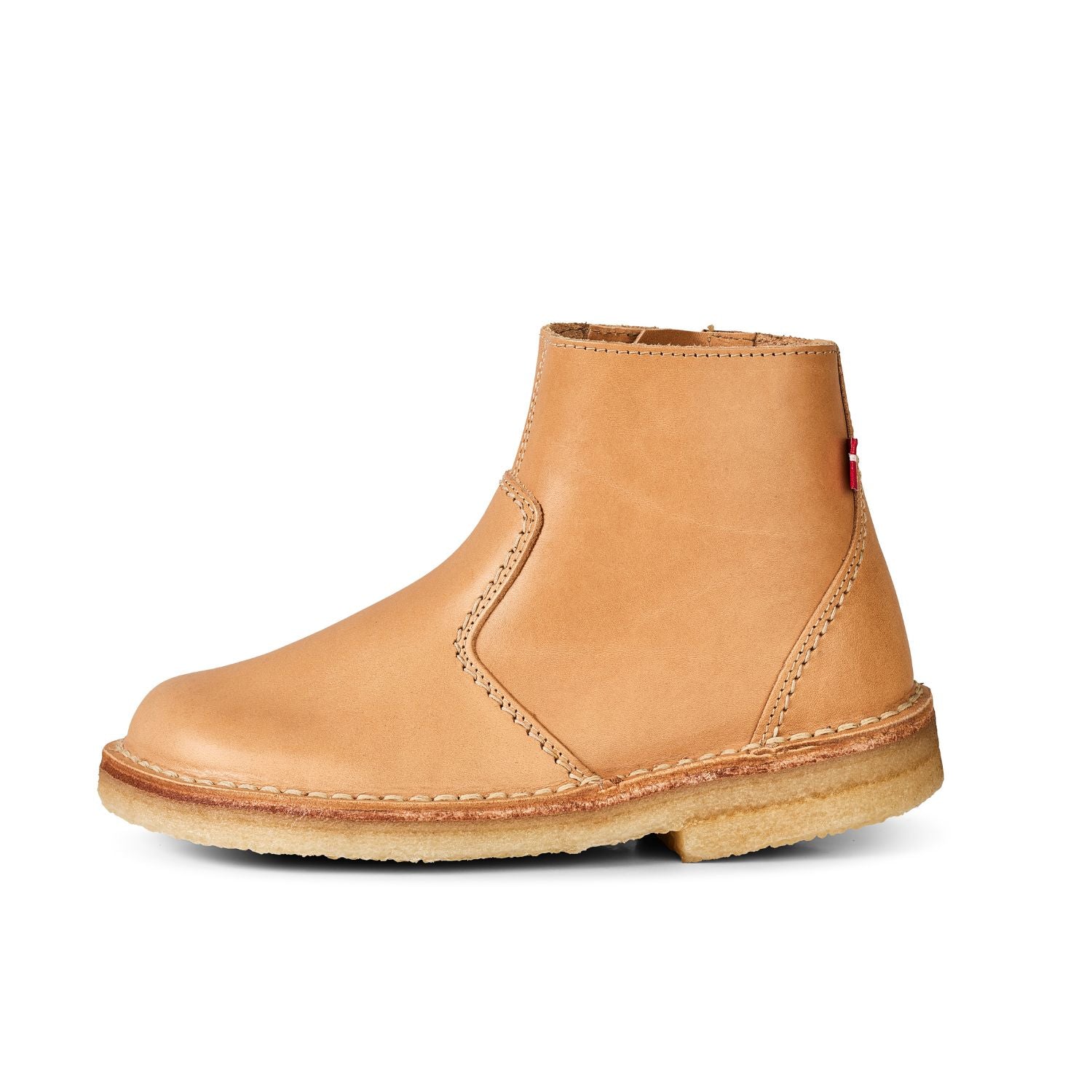 Duckfeet Korsør Bio zip-up leather ankle boot, outer side view on white background