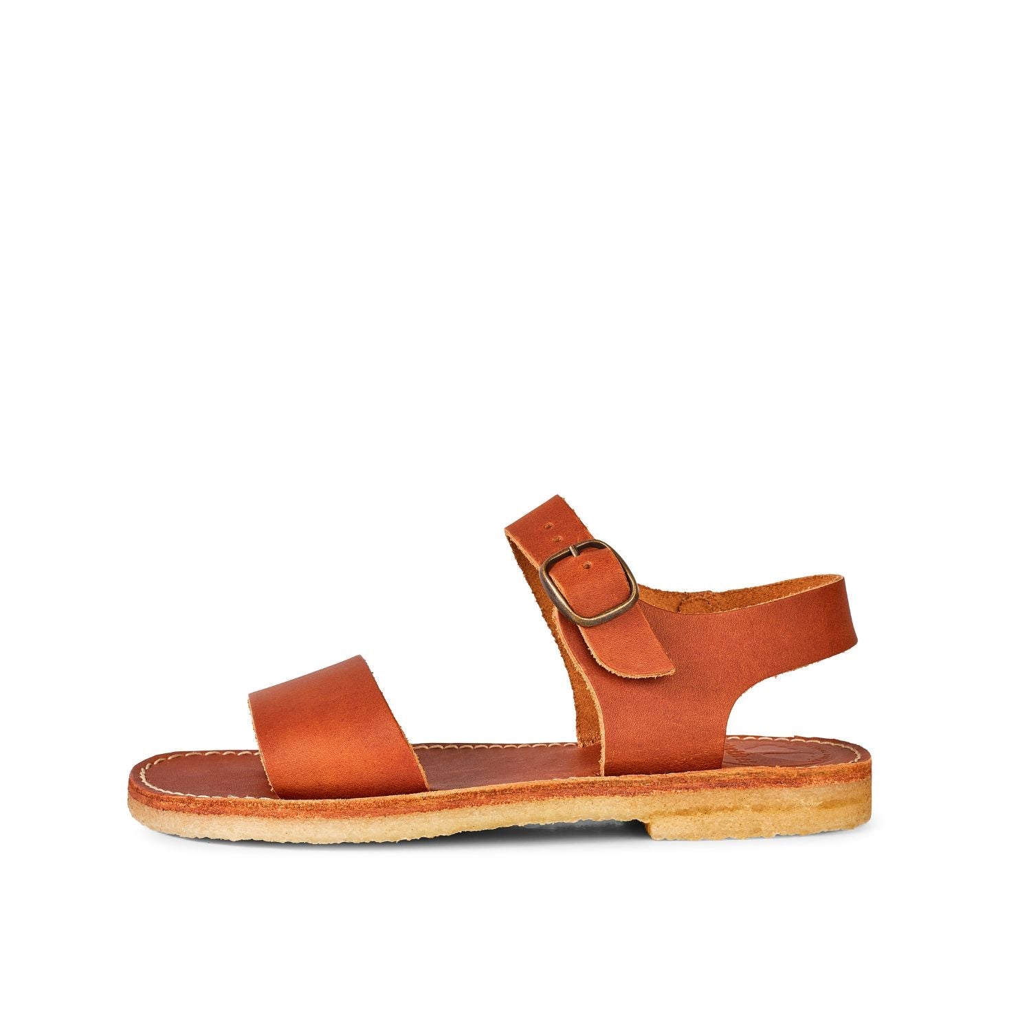 Duckfeet Løkken Brown ankle-strap leather sandal, outer side view on white background