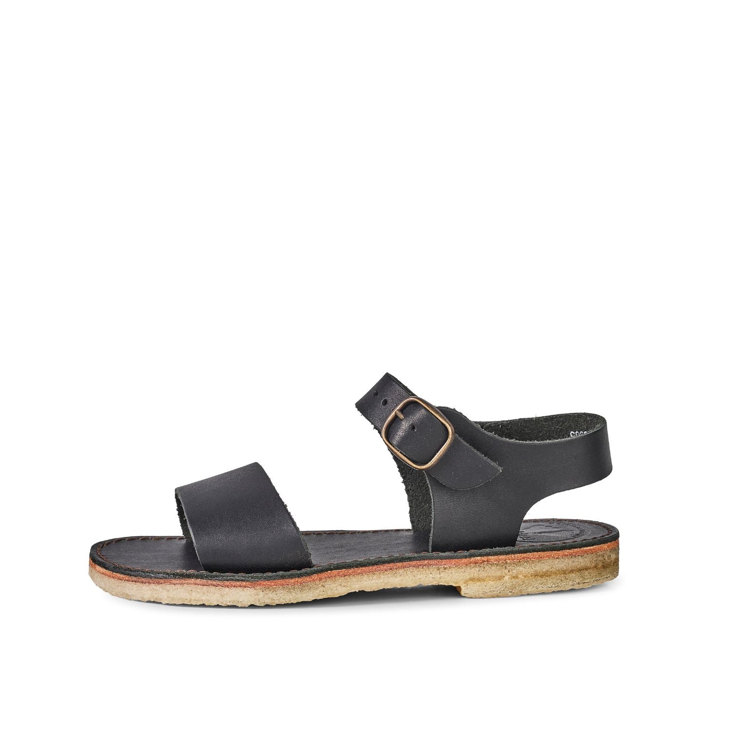 Duckfeet Løkken Black ankle-strap leather sandal, outer side view on white background