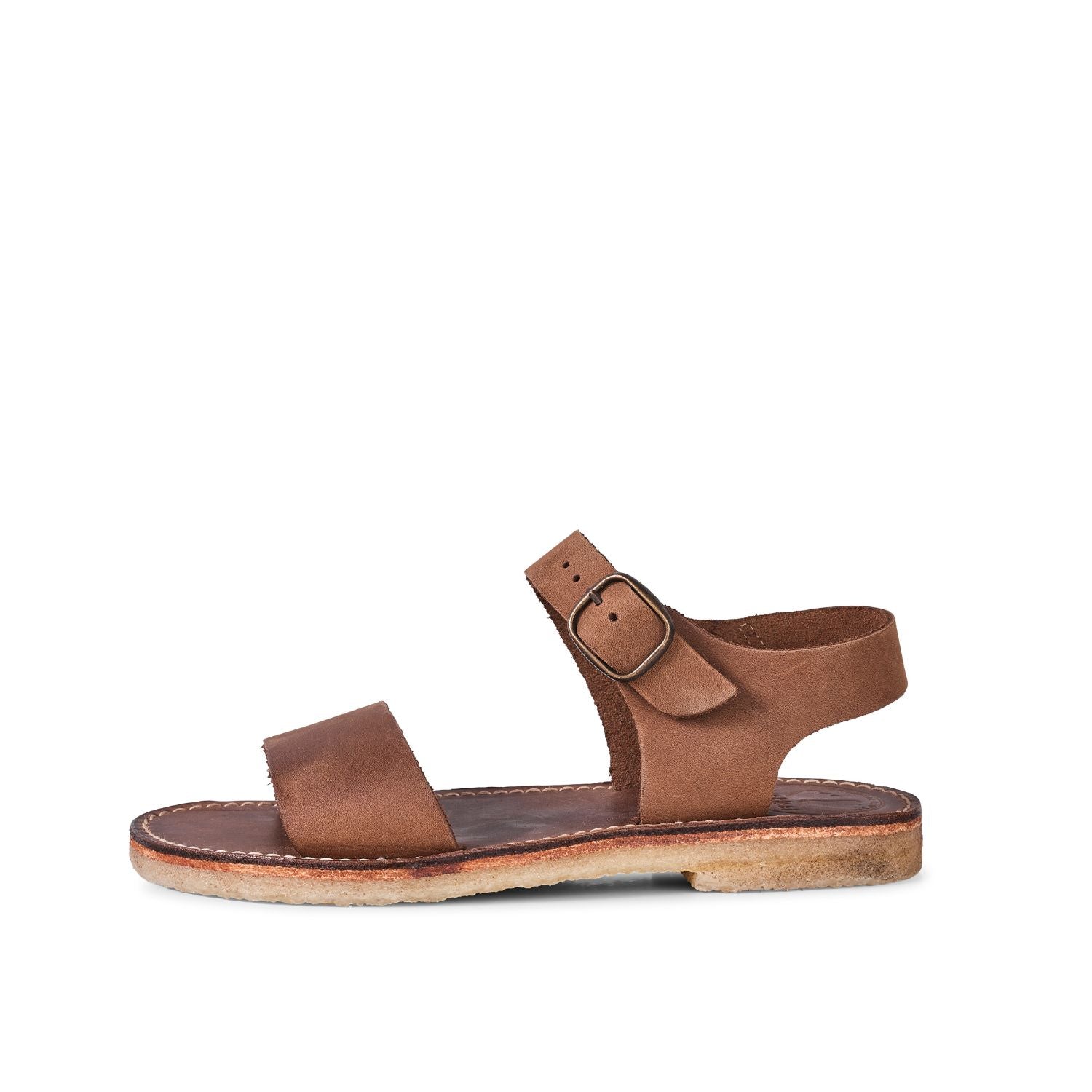 Duckfeet Løkken Cocoa ankle-strap leather sandal, outer side view on white background