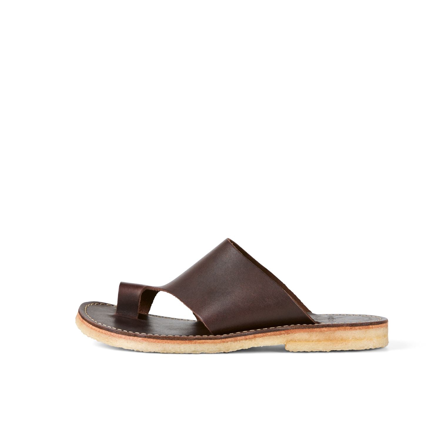 Duckfeet Mandø Choco toe-loop leather sandal, outer side view on white background