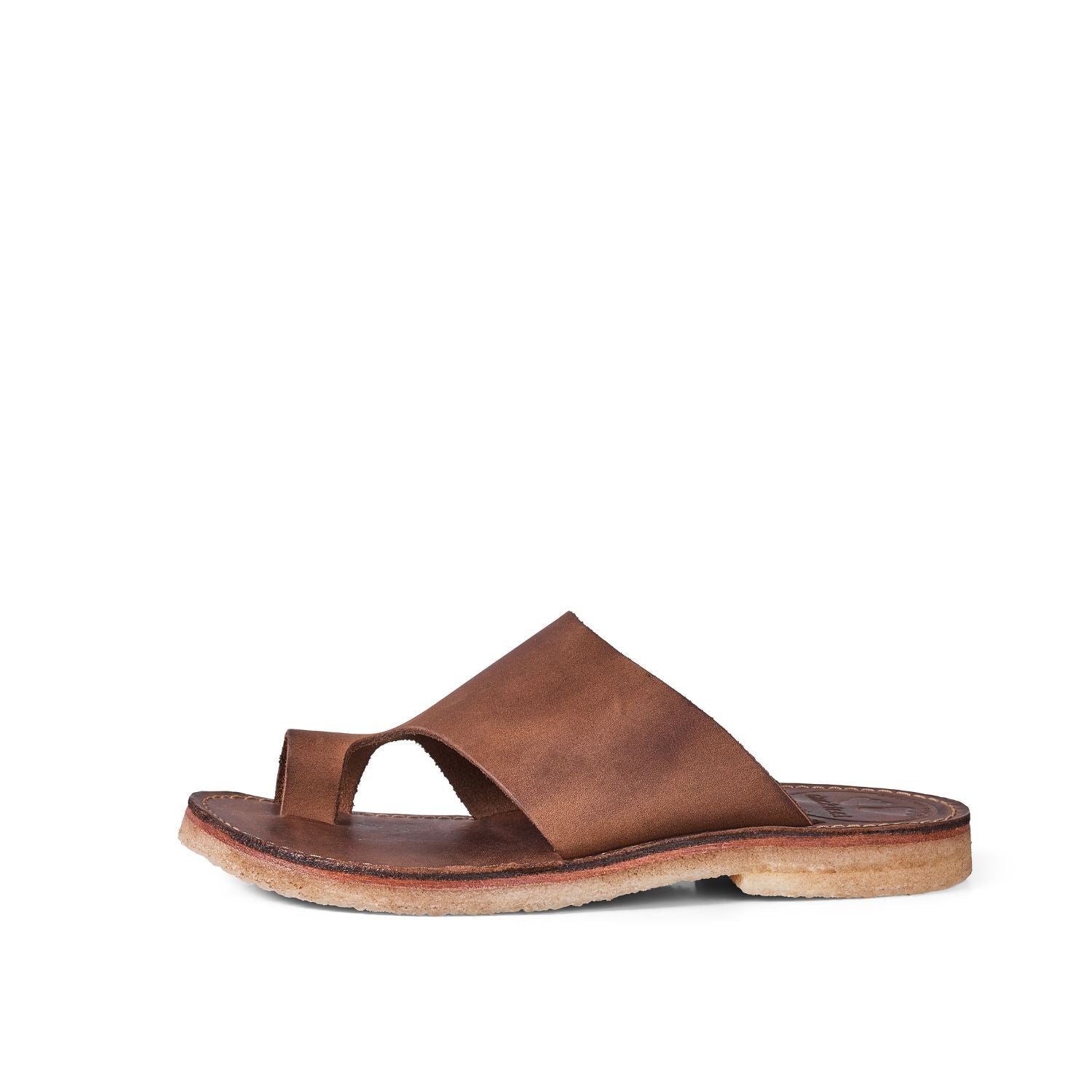 Duckfeet Mandø Cocoa toe-loop leather sandal, outer side view on white background