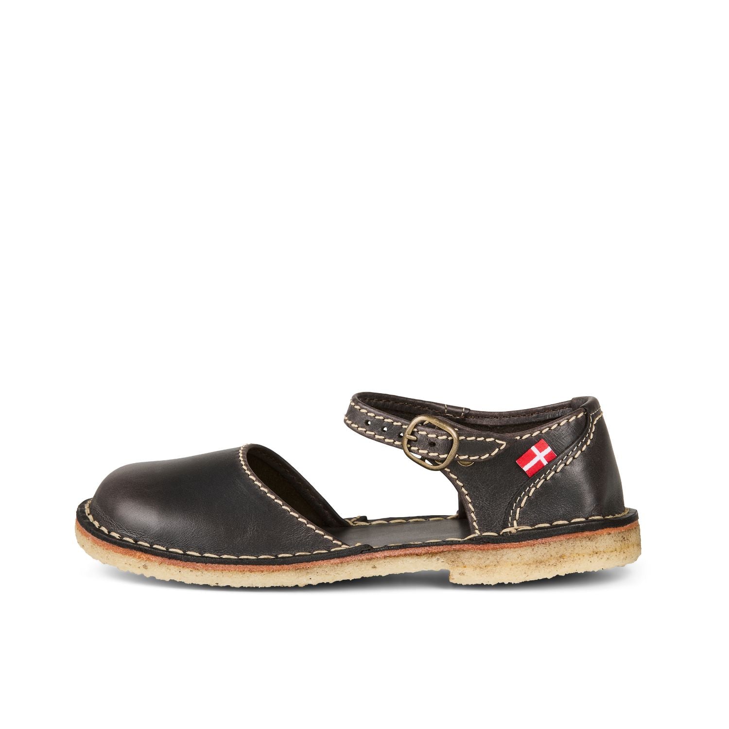 Duckfeet Mols Slate closed-toe leather sandal, outer side view on white background