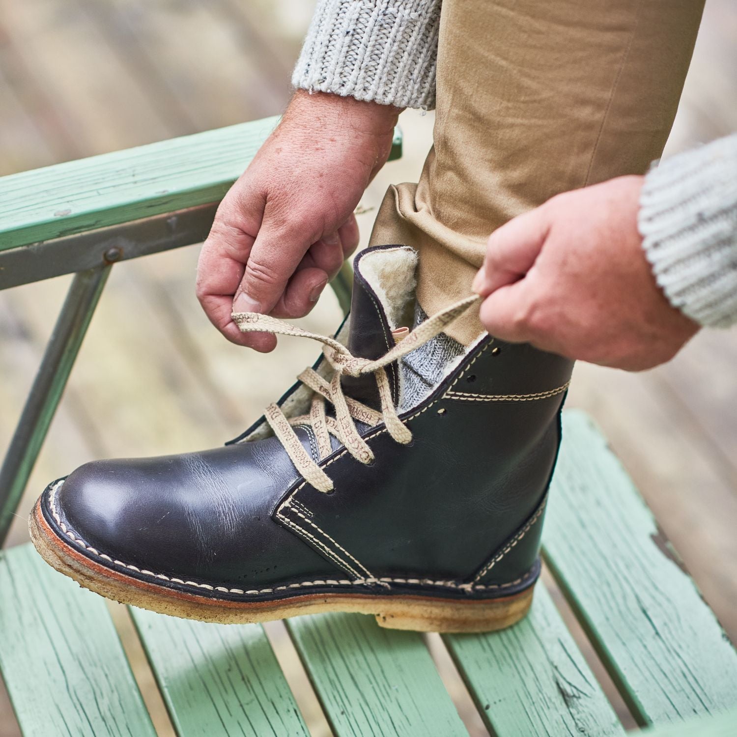 Duckfeet Odense Slate wool-lined lace-up leather boot, additional product image 1