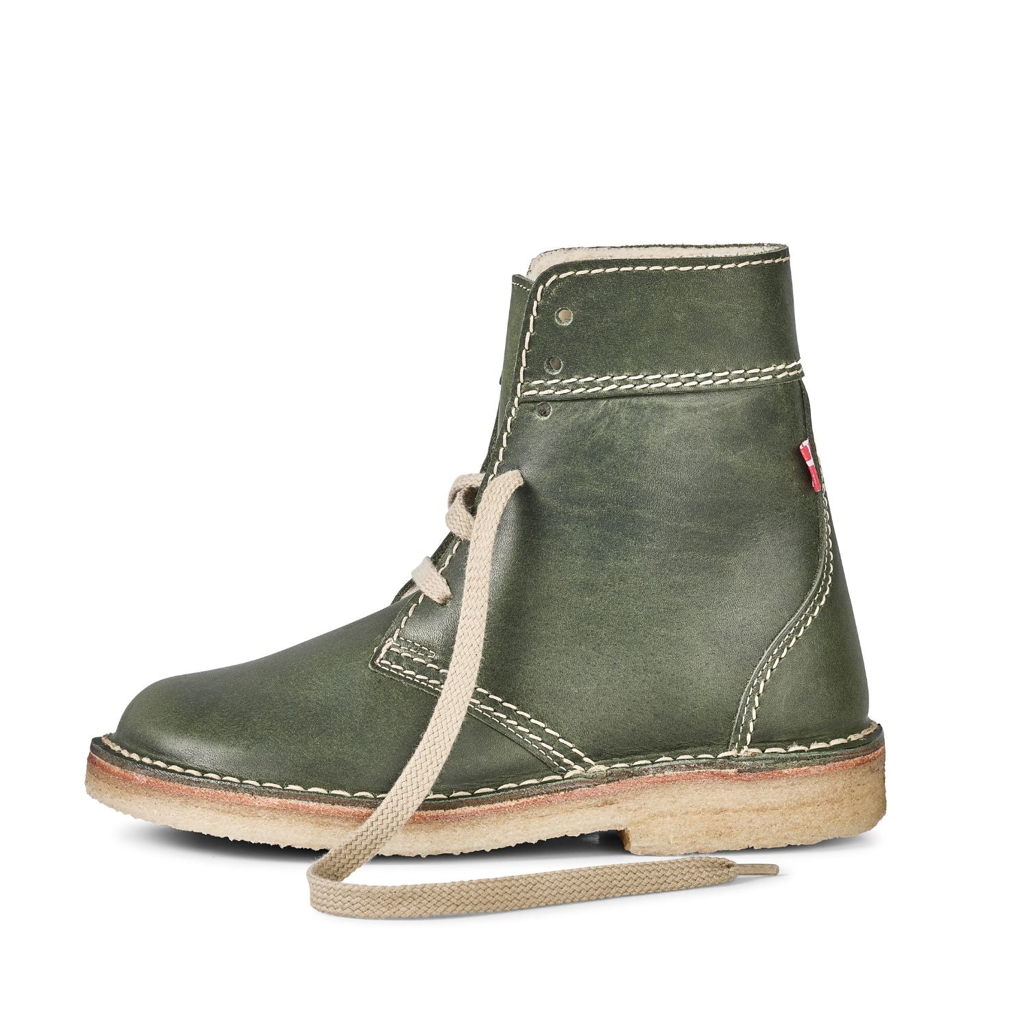 Duckfeet Odense Forest wool-lined lace-up leather boot, outer side view on white background