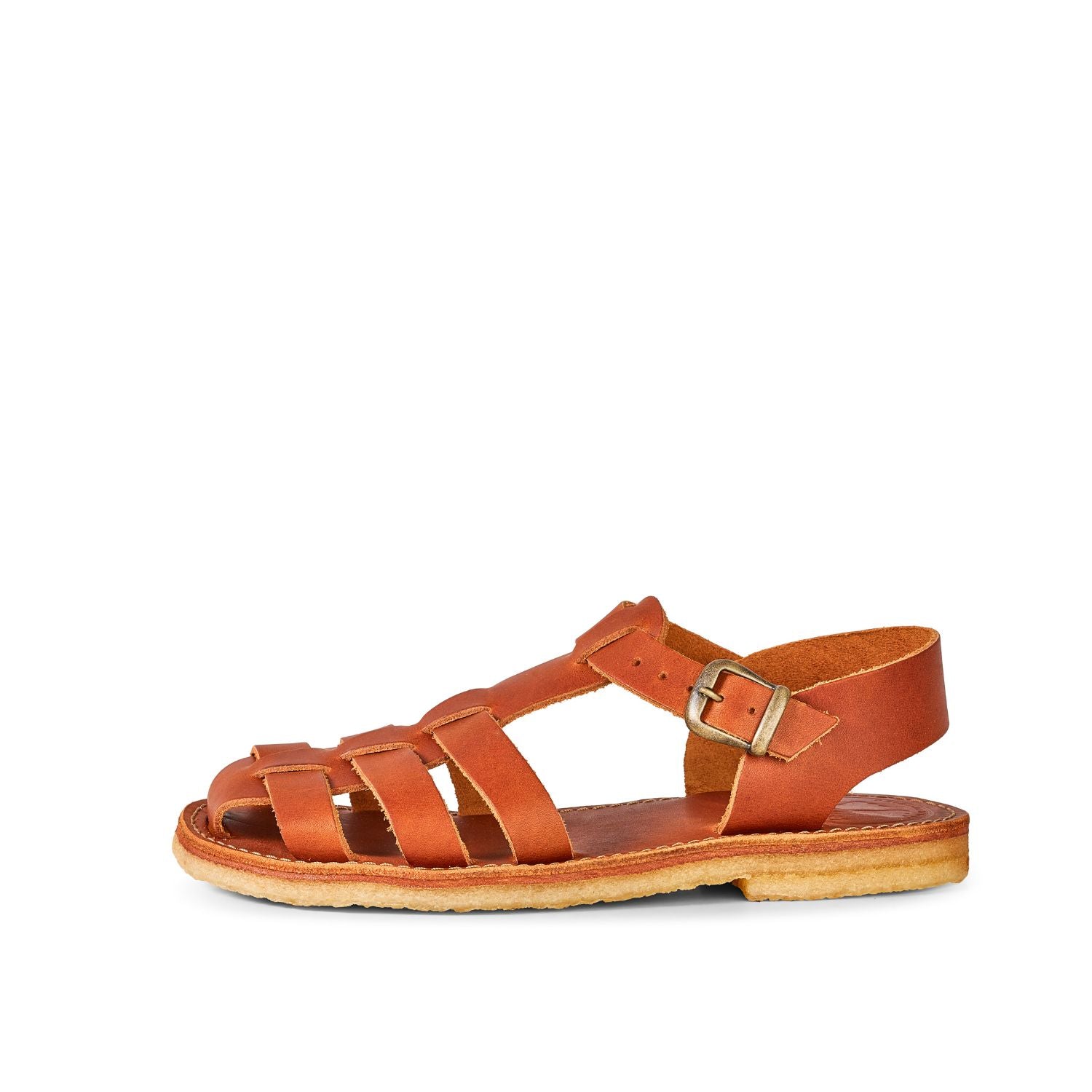 Duckfeet Ringkøbing Brown fisherman leather sandal, outer side view on white background