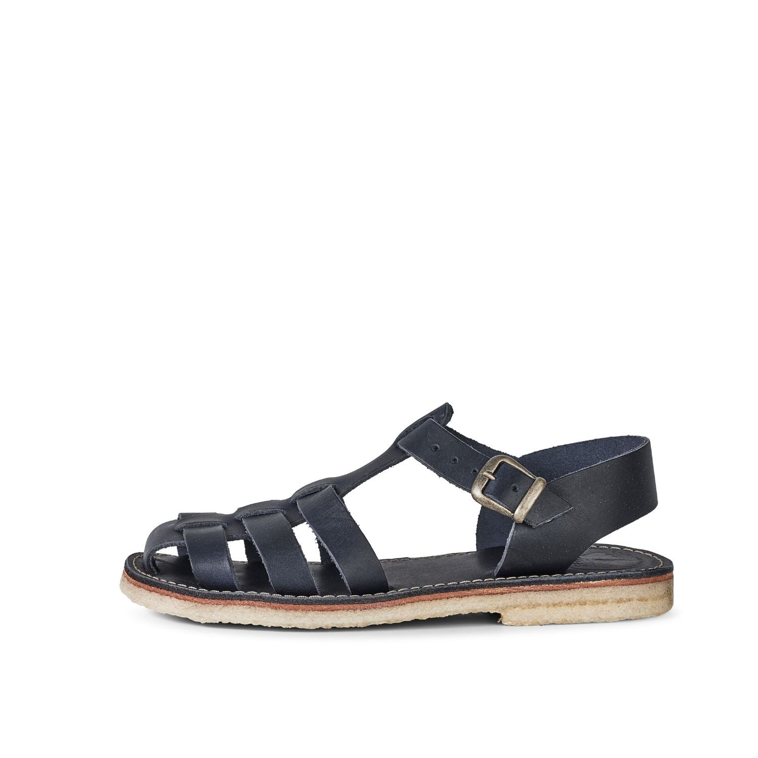 Duckfeet Ringkøbing Blue fisherman leather sandal, outer side view on white background