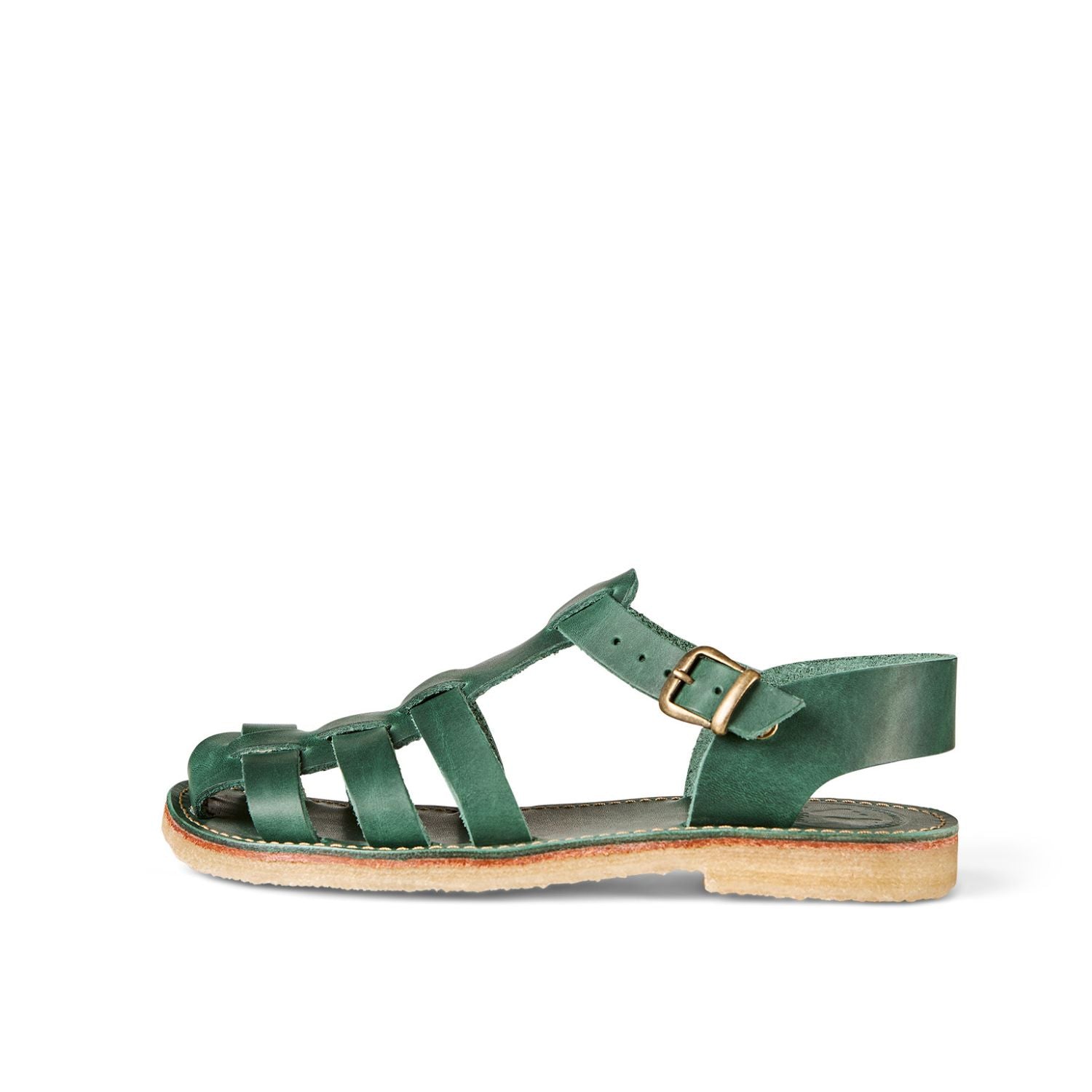 Duckfeet Ringkøbing Turquoise-Green fisherman leather sandal, outer side view on white background