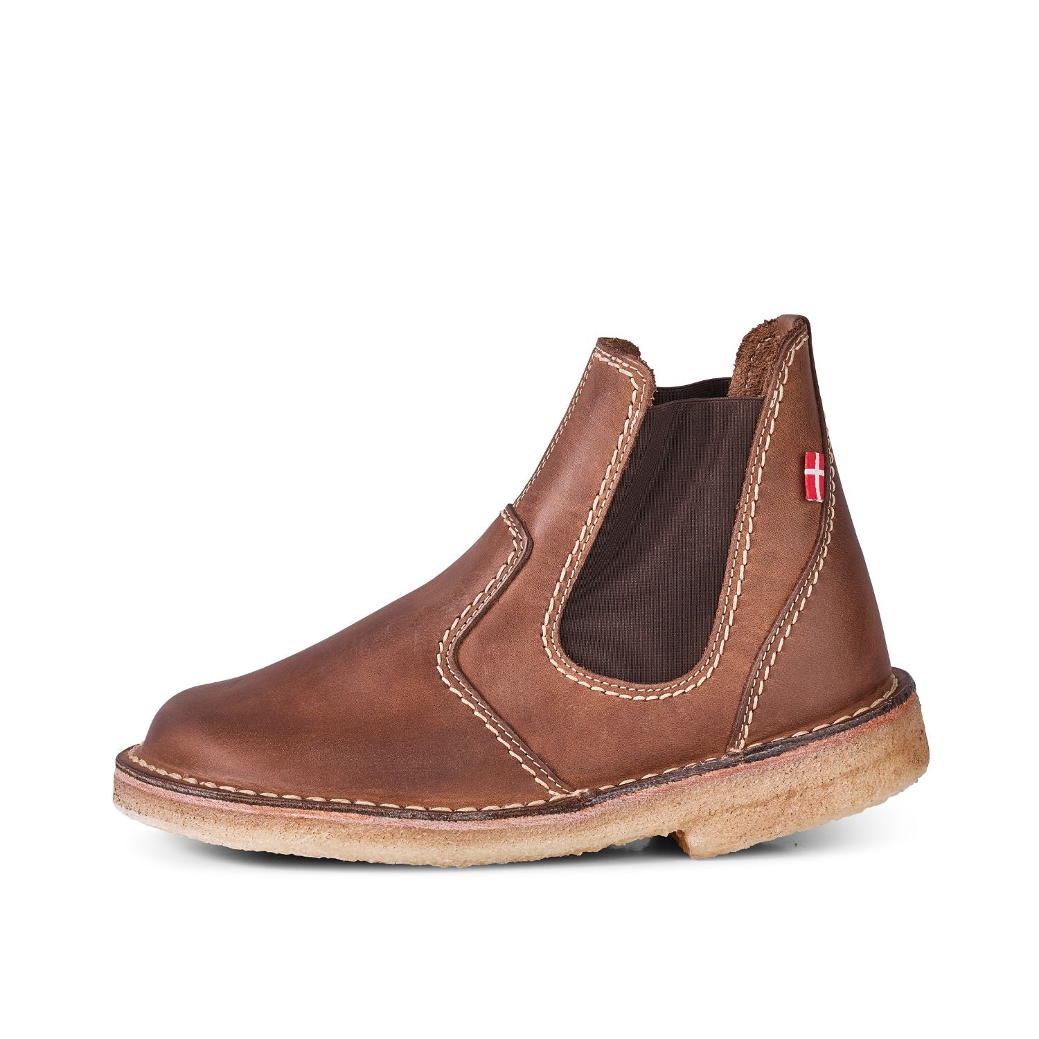 Duckfeet Roskilde Cocoa leather Chelsea boot, outer side view on white background