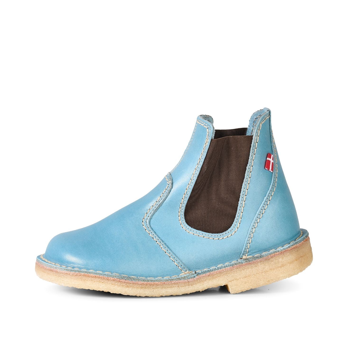 Duckfeet Roskilde Jeans leather Chelsea boot, outer side view on white background