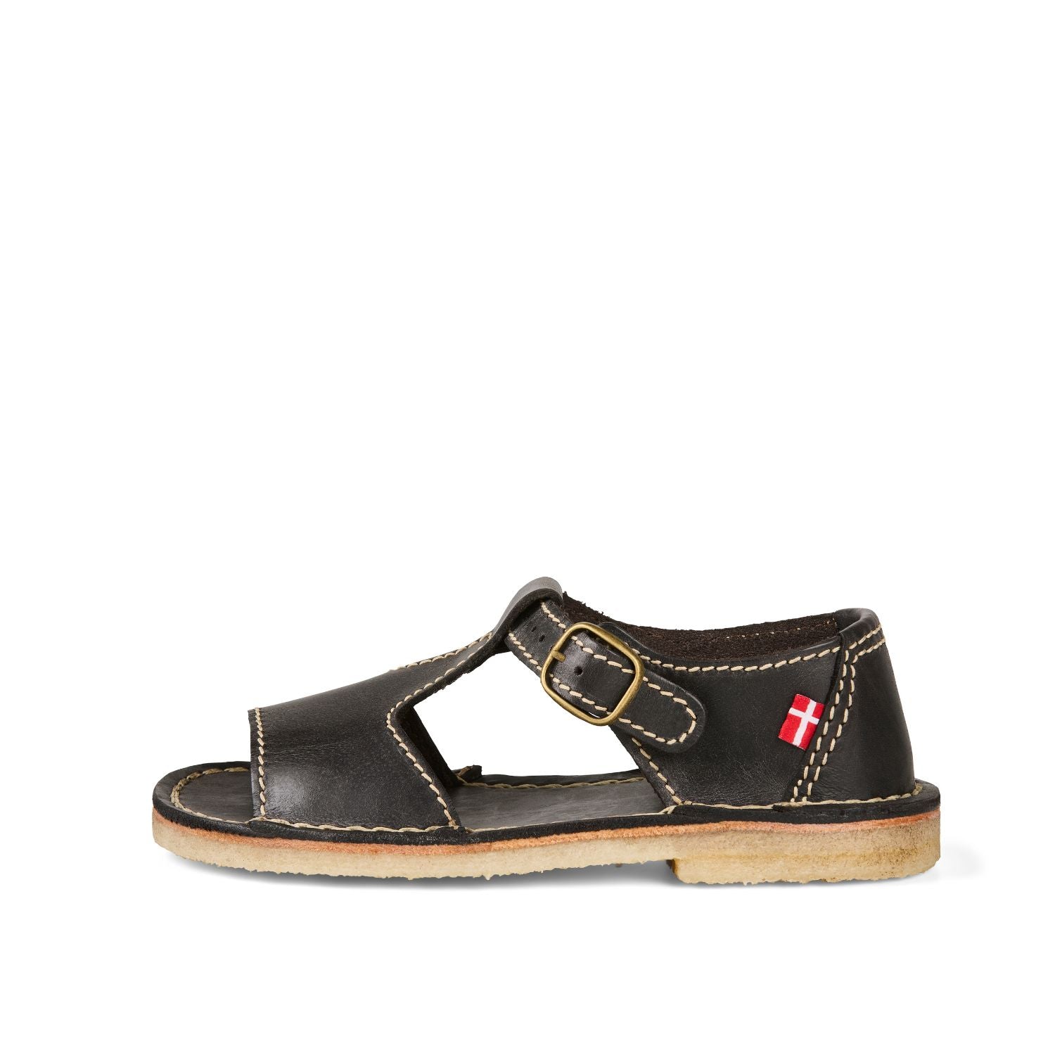 Duckfeet Samsø Slate T-strap leather sandal, outer side view on white background