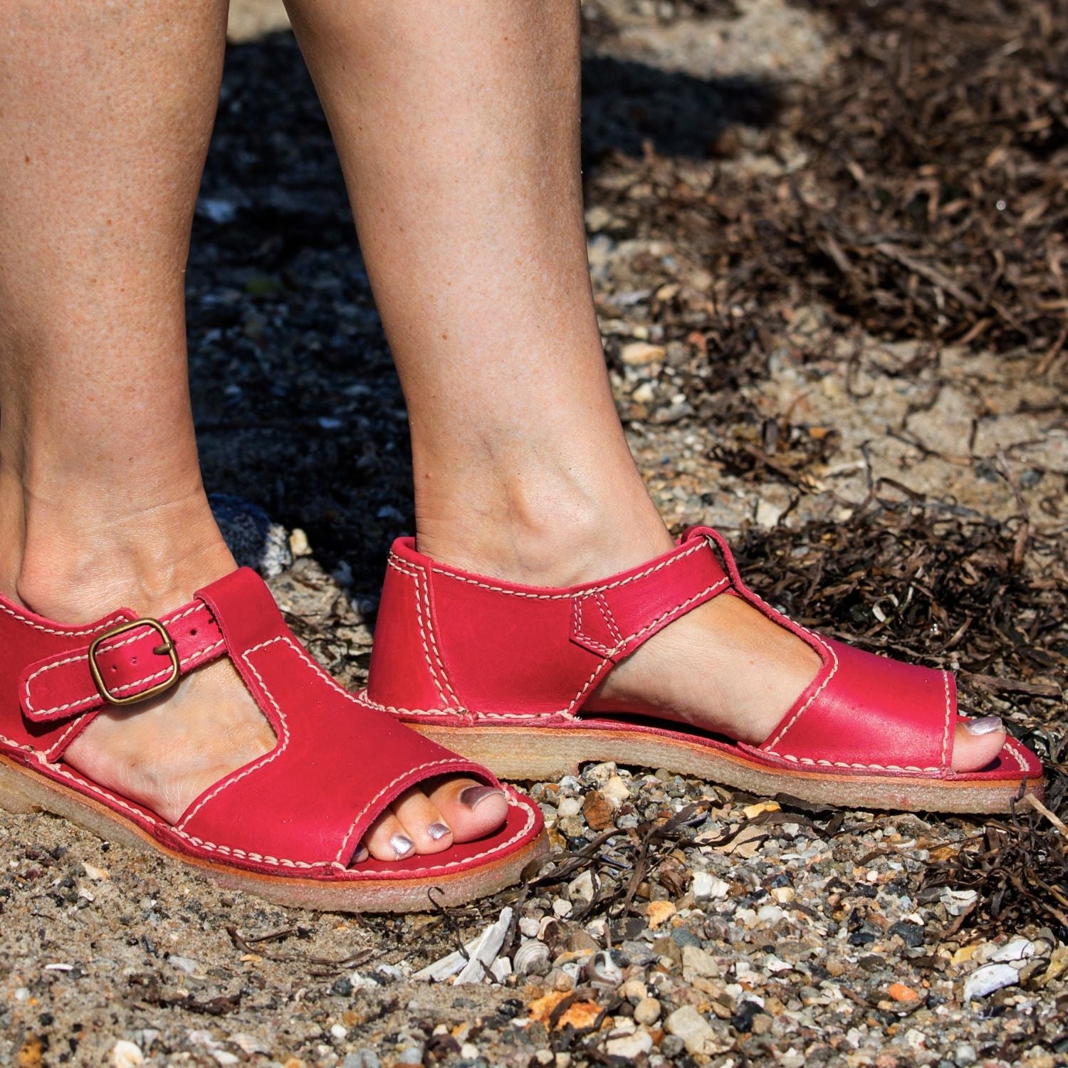 Duckfeet Samsø Granate T-strap leather sandal, additional product image 1
