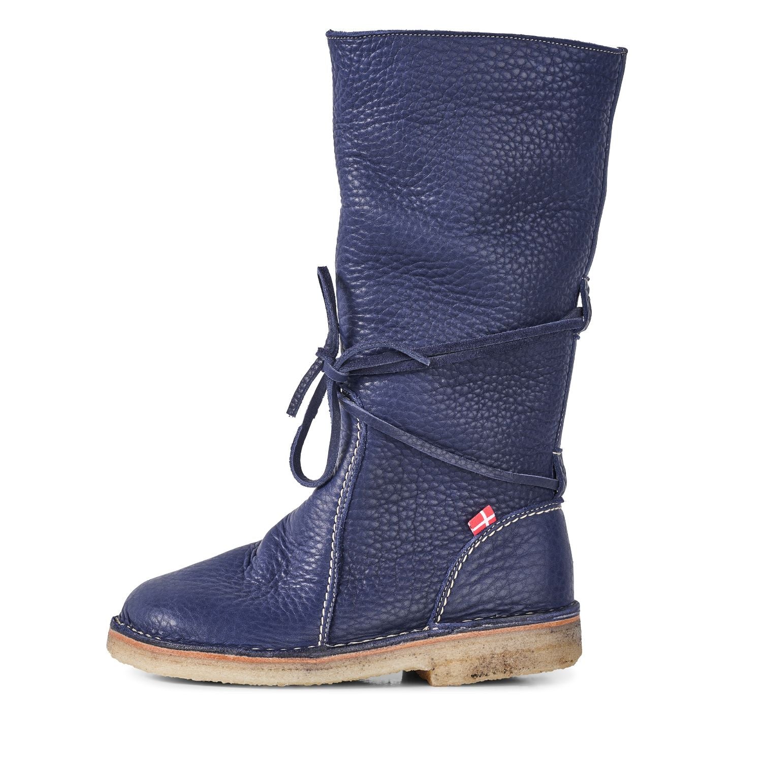 Duckfeet Silkeborg Royal Blue wool-lined pull-on leather boot, outer side view on white background
