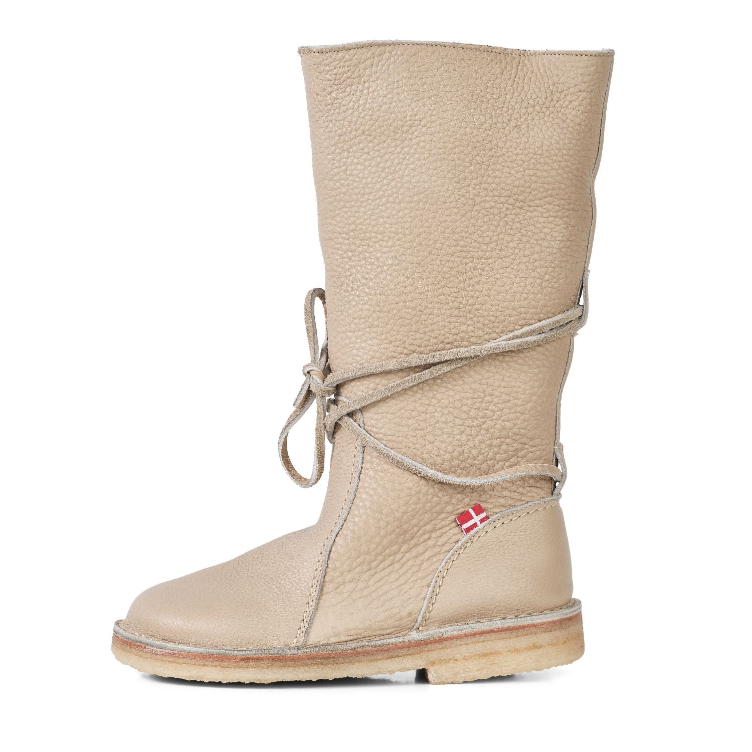 Duckfeet Silkeborg Cream wool-lined pull-on leather boot, outer side view on white background