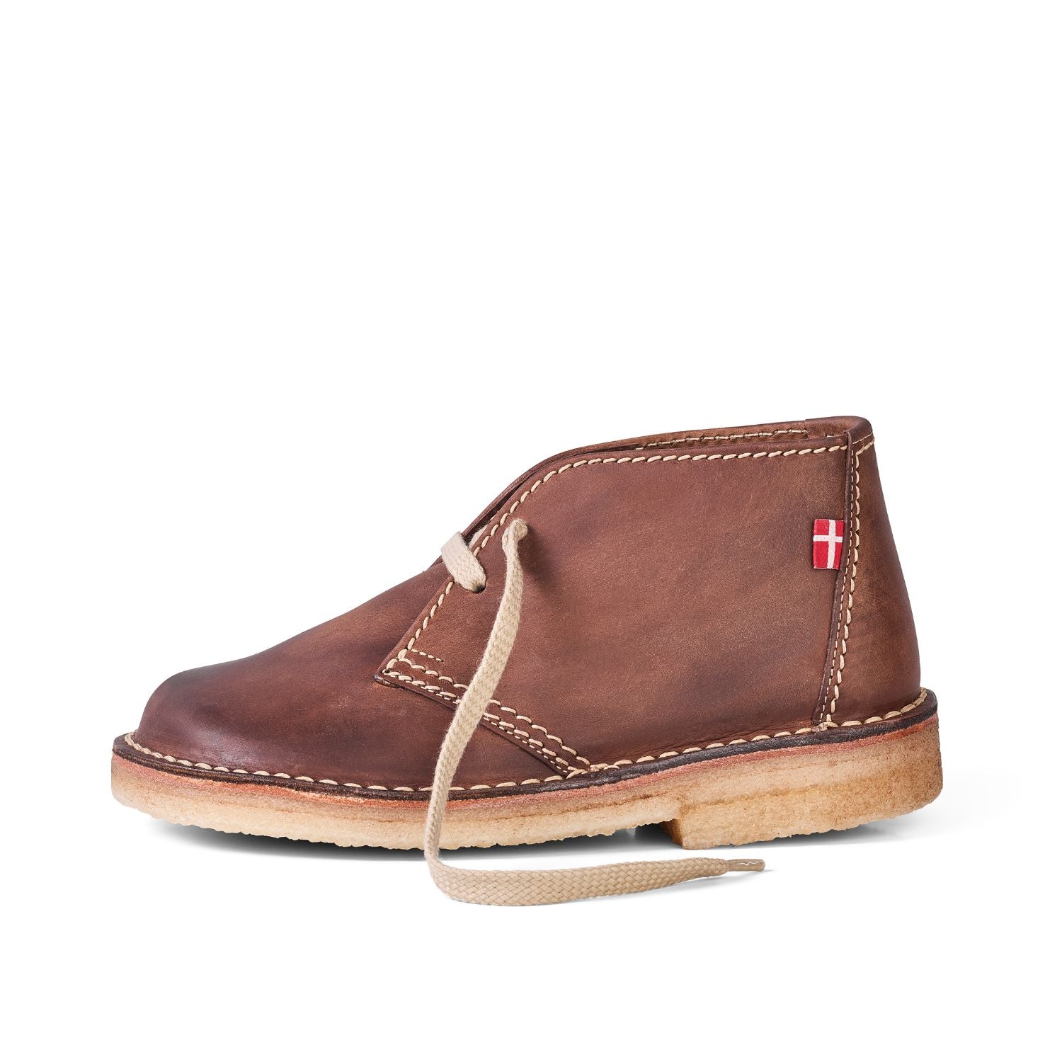 Duckfeet Sjælland Cocoa leather ankle boot, outer side view on white background