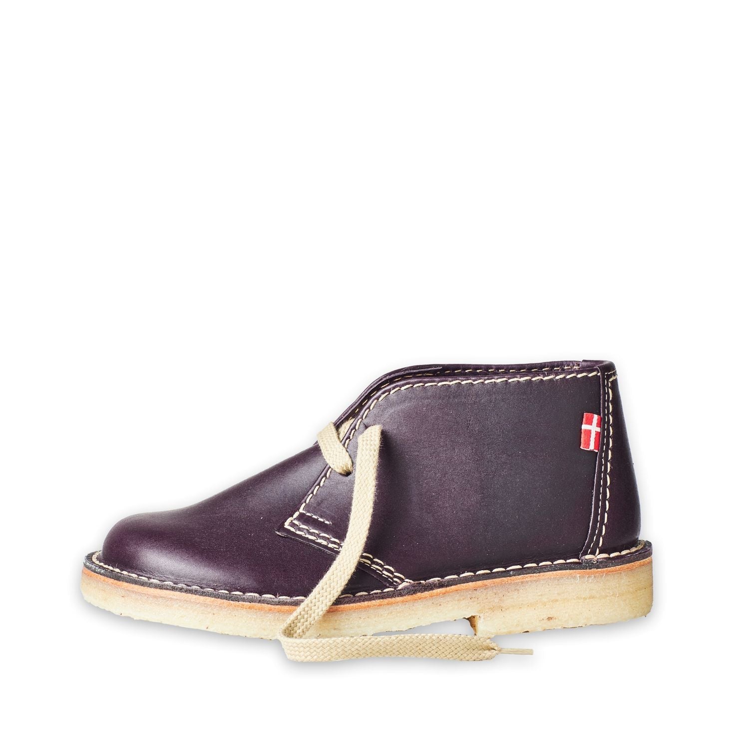 Duckfeet Sjælland Plum leather ankle boot, outer side view on white background
