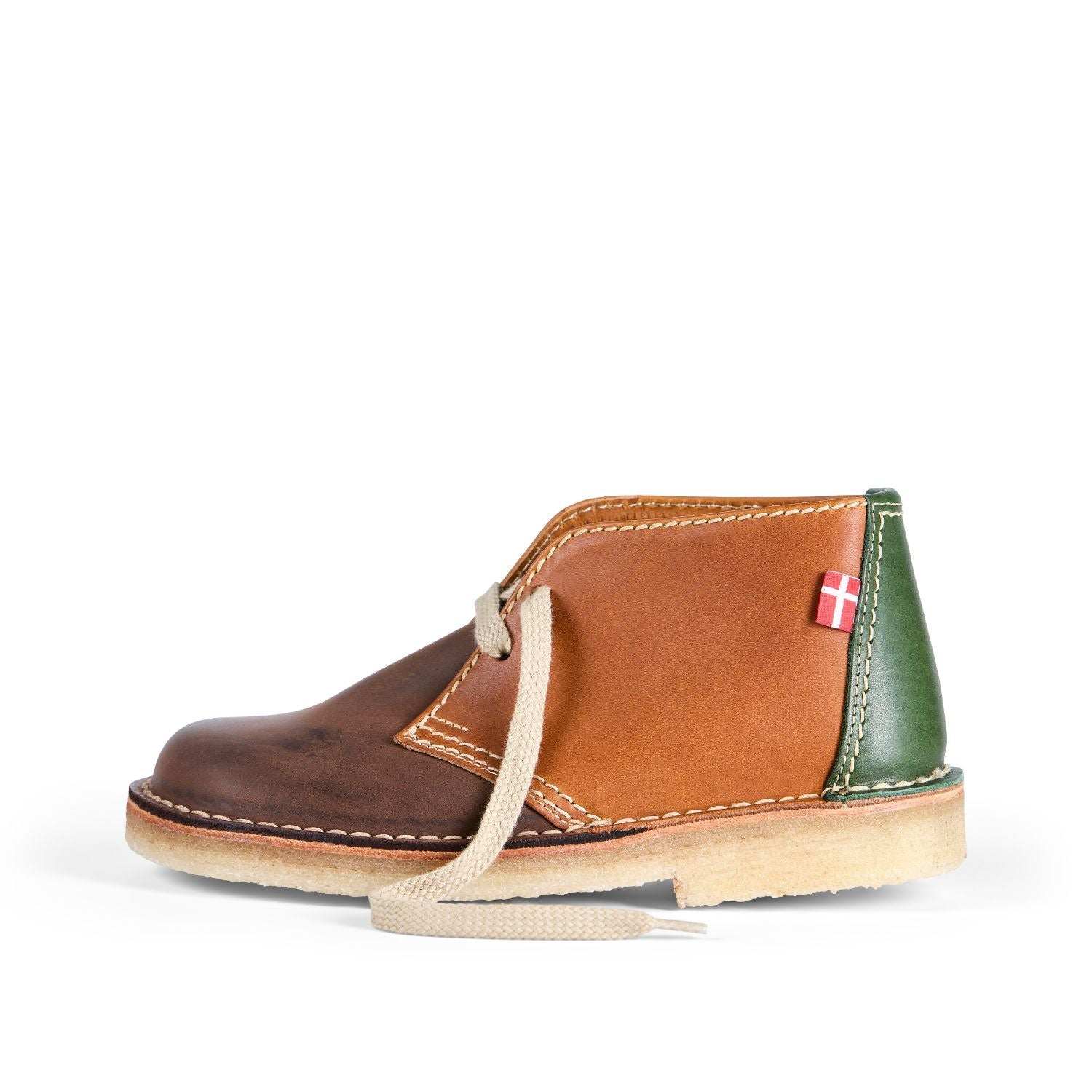 Duckfeet Sjælland Green / Brown / Cocoa leather ankle boot, outer side view on white background