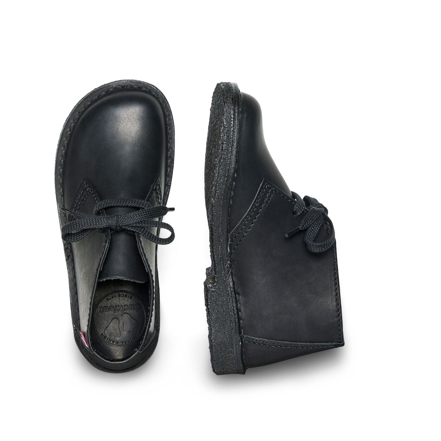 Duckfeet Sjælland Black - Blackline leather ankle boot, top and inner side view on white background