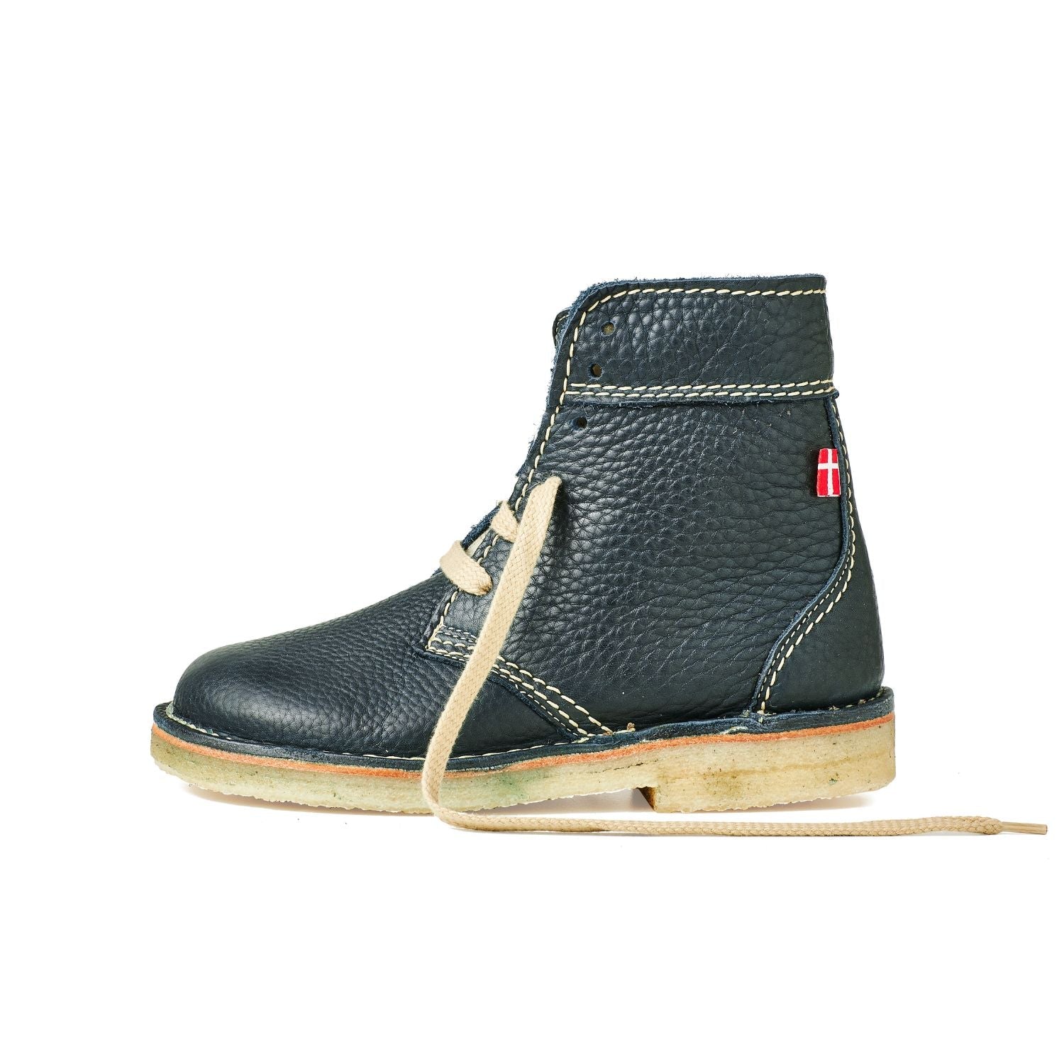 Duckfeet Skanderborg Green wool-lined lace-up leather boot, outer side view on white background