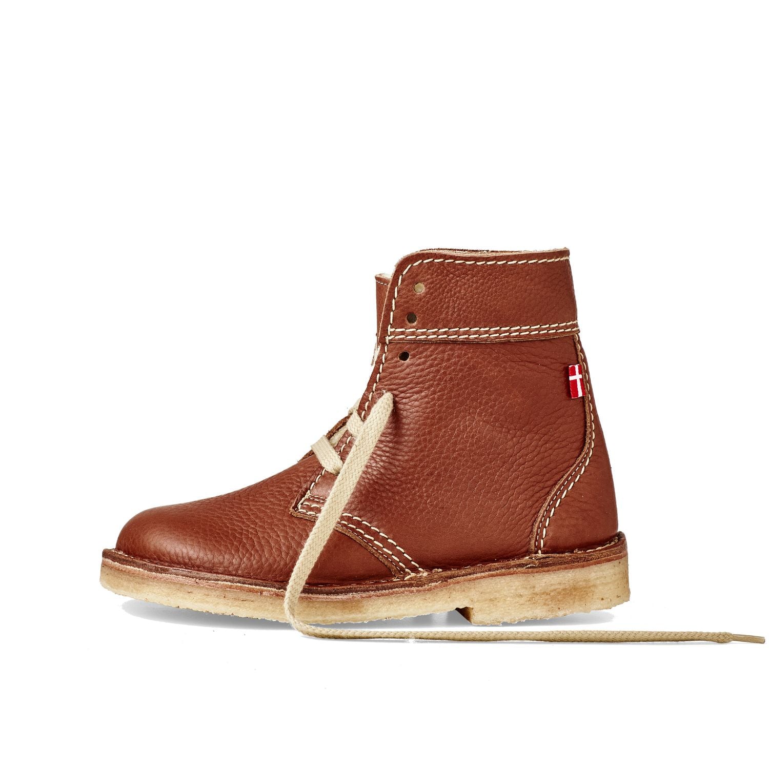 Duckfeet Skanderborg Nut wool-lined lace-up leather boot, outer side view on white background