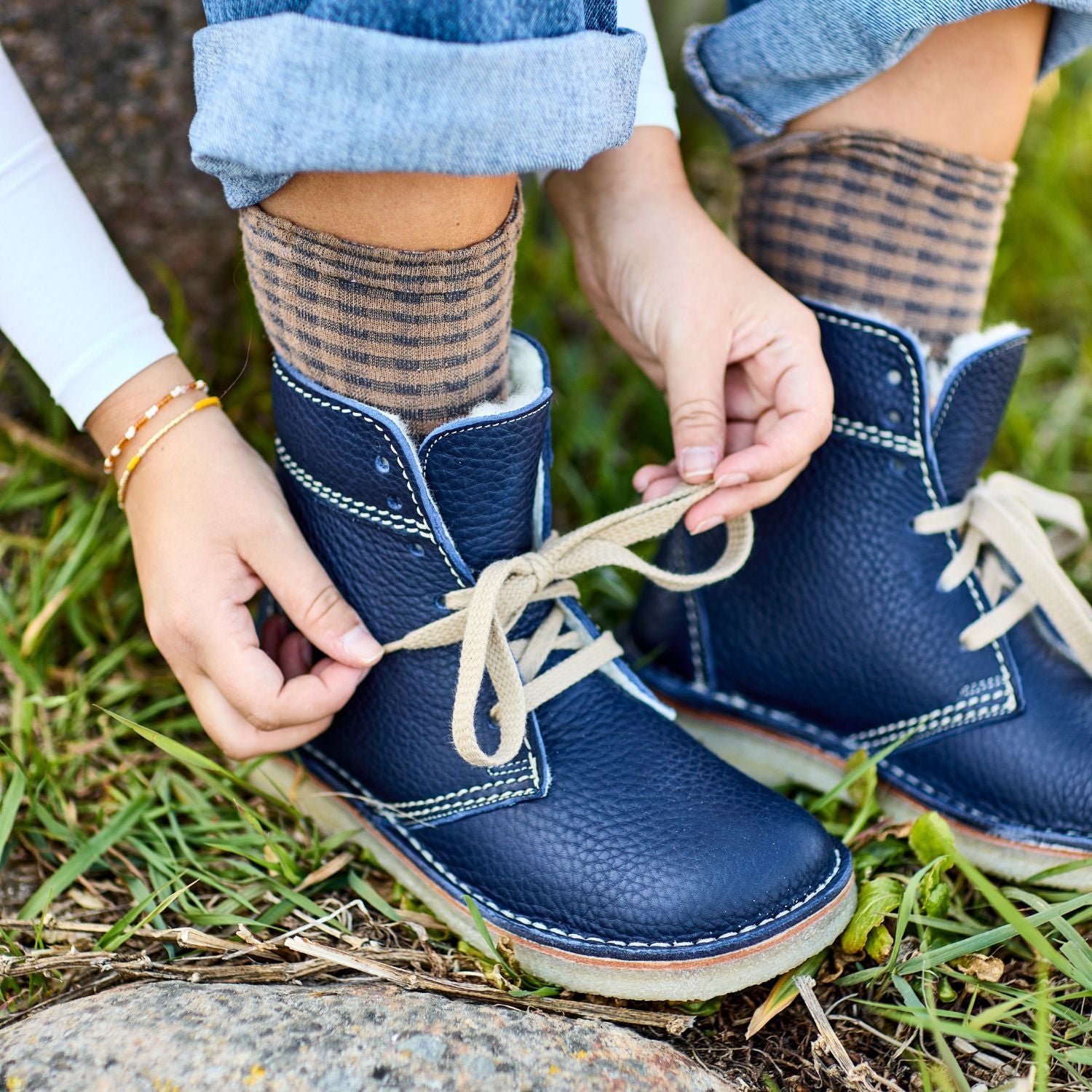 Duckfeet Skanderborg Royal Blue wool-lined lace-up leather boot, additional product image 1