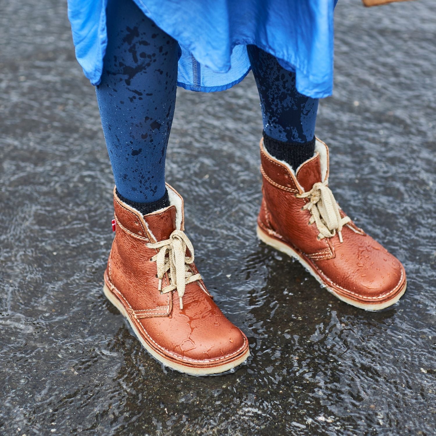 Duckfeet Skanderborg Nut wool-lined lace-up leather boot, additional product image 1
