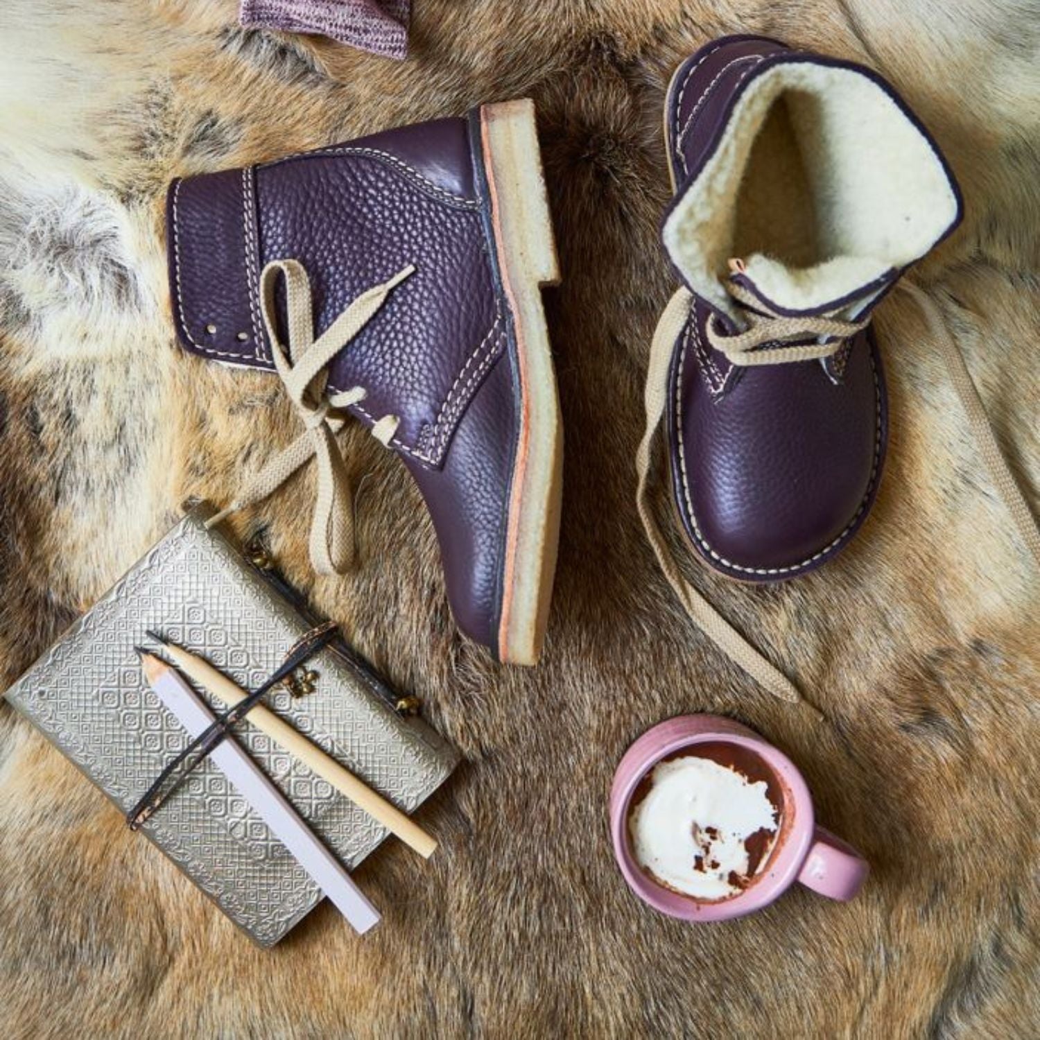 Duckfeet Skanderborg Plum wool-lined lace-up leather boot, additional product image 1