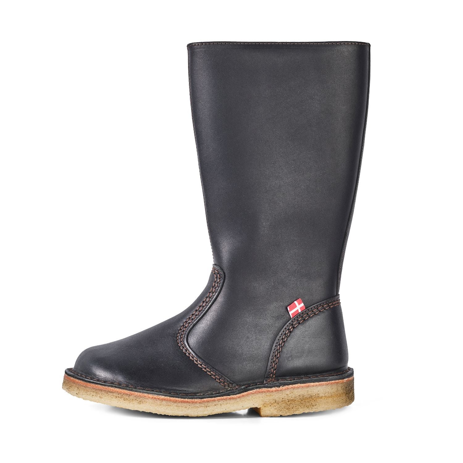 Duckfeet Vejle Black wool-lined zip-up leather boot, outer side view on white background