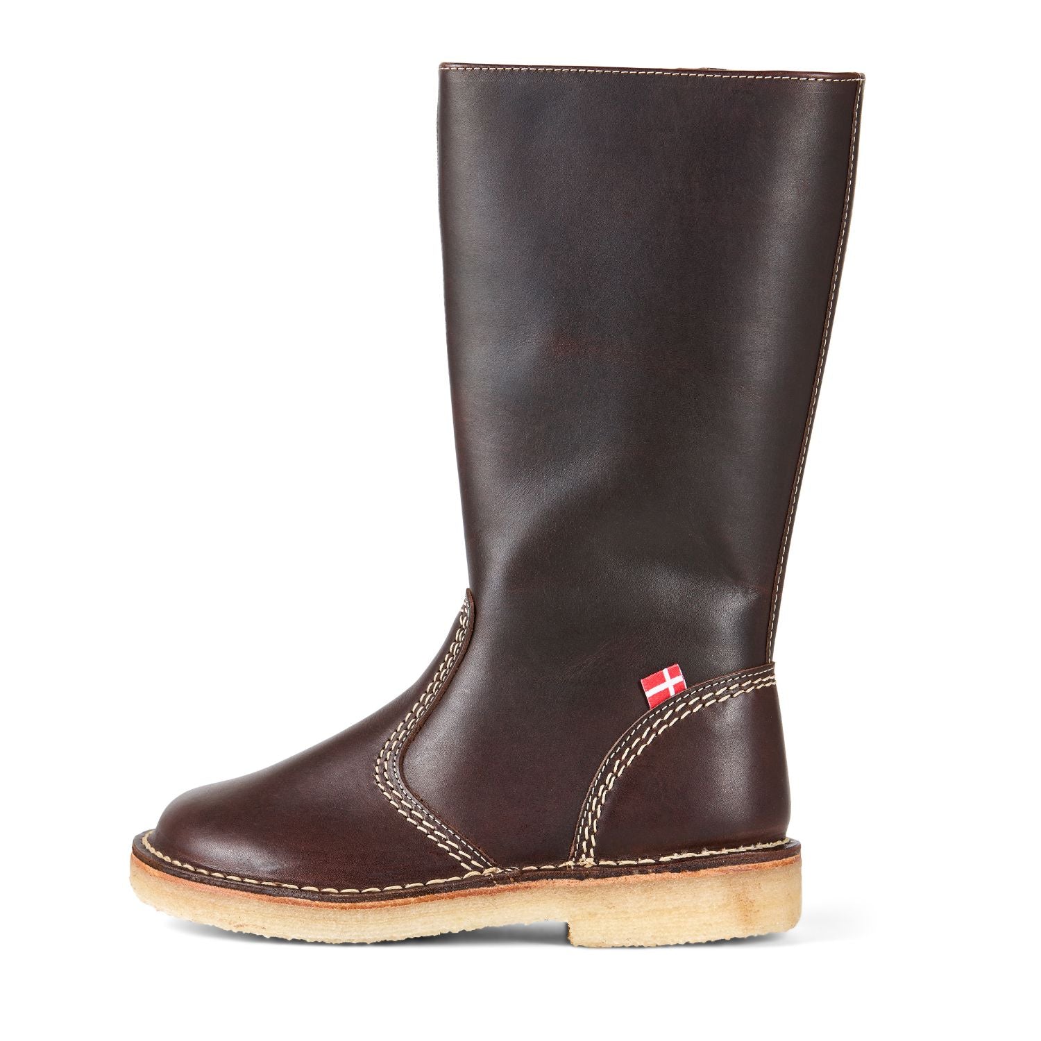 Duckfeet Vejle Choco wool-lined zip-up leather boot, outer side view on white background