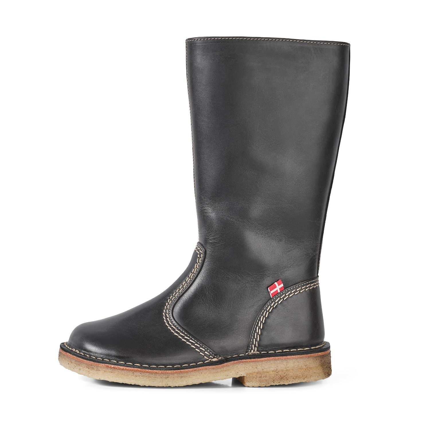 Duckfeet Vejle Slate wool-lined zip-up leather boot, outer side view on white background