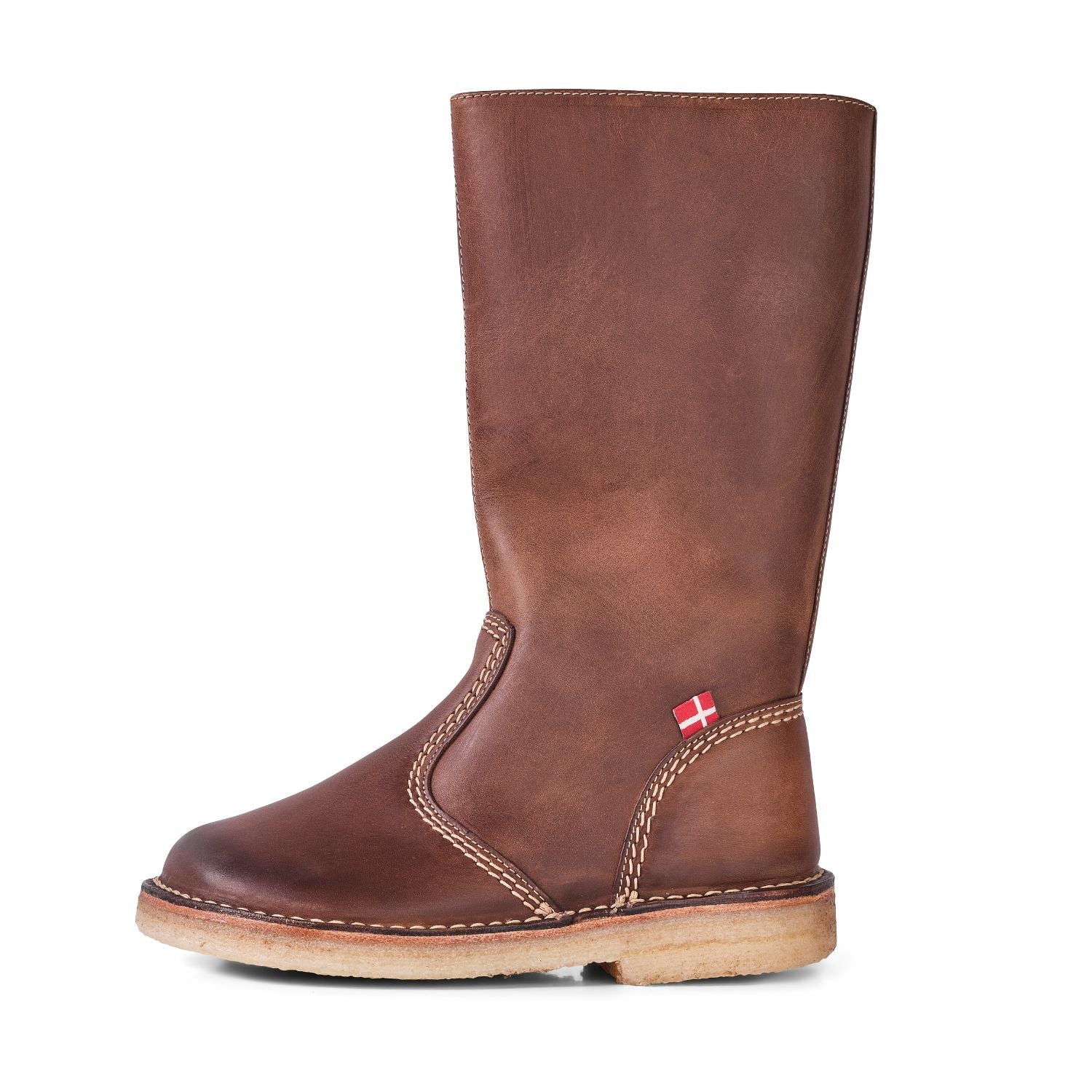 Duckfeet Vejle Cocoa wool-lined zip-up leather boot, outer side view on white background