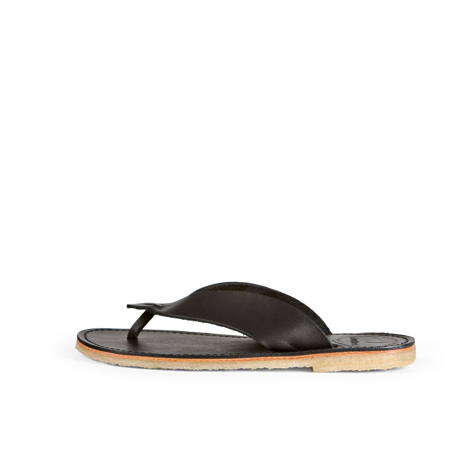 Duckfeet Ærø Black toe-post leather sandal, outer side view on white background