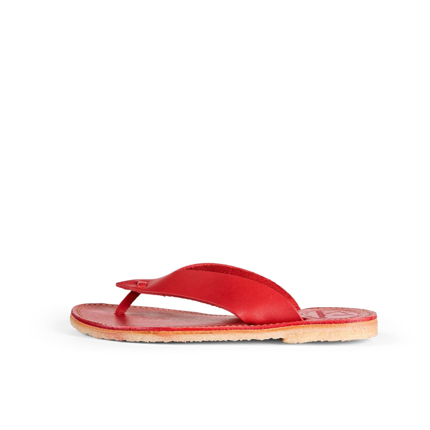 Duckfeet Ærø Granate toe-post leather sandal, outer side view on white background